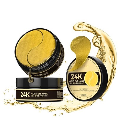 24k Gold Under Eye Patches - Firming, Glowing & Hydrating Hydrogel Mask Black 