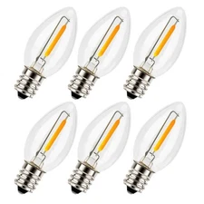 C7 LED Night Light Bulbs - E12 Candelabra Base Christmas 6 Pack, Warm White 