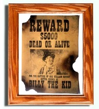 Historic Wall Art, Decor, Western Outlaw Billy the Kid Wanted Poster