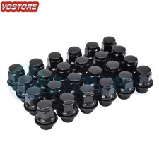 (24) Black 12x1.5 Factory Mag Lug Nuts for Toyota Lexus FJ With Washer Flat Seat