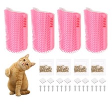 Self Grooming Cat Brush, Cat Self Groomer Scratcher with Catnip (4Pcs, L, Pink)