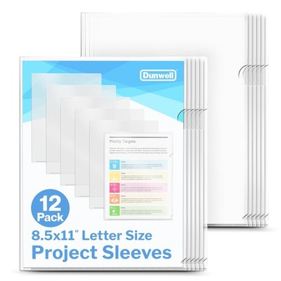 12 Pack Clear Plastic Folders for Documents 8.5x11 Sleeves for Protection