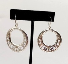 ELKCREEK MEXICO VINTAGE STERLING SILVER 925 CIRCLE DANGLE HOOP LOOP EARRINGS