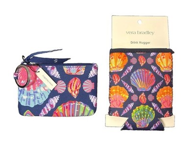 NEW Vera Bradley Ocean Sea Shells Zip Wallet & Drink Hugger