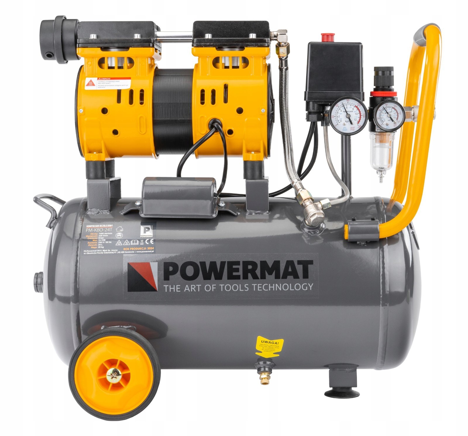 Compresseur 24L sans huile avec séparateur d'eau POWERMAT
