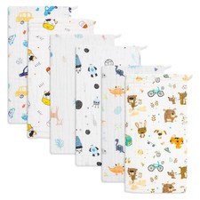 Muslin Baby Burp Cloths Washcloths Extra Soft Absorbent Spit Up Rags 6 PCS