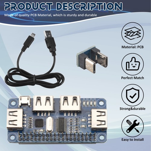 4 Ports Hub Usb Chapeau Pour 3 / 2 / Zero W Carte D'Extension Usb À Uart P8476 - Photo 2/7