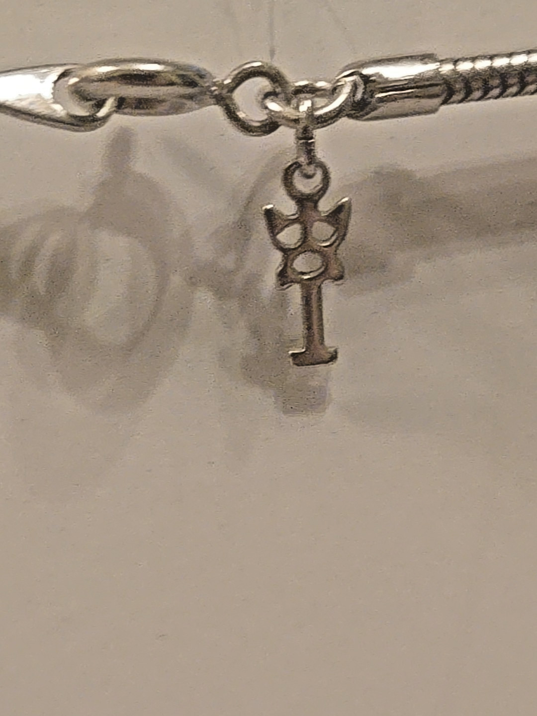 Trifari Silvertone Clear Stone Rectangle Pendant … - image 5