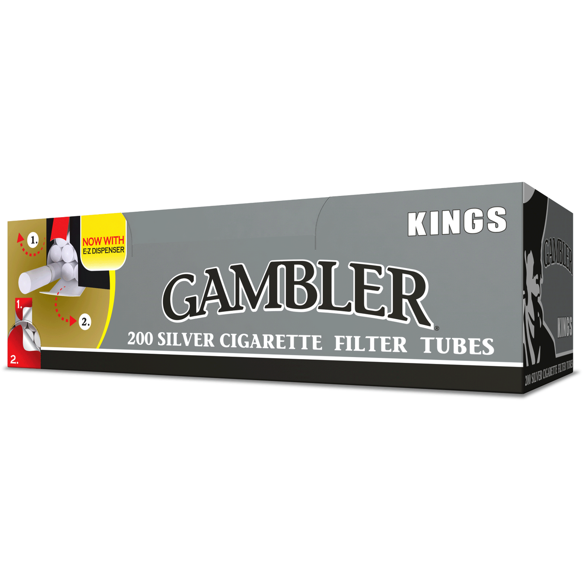 Gambler Tubes - King Size Silver Cigarette Filter Tubes (200 Per 