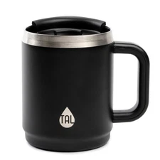 TAL Stainless Steel Boulder Coffee Mug 14oz Black Sliding Splash-Proof Lid NEW