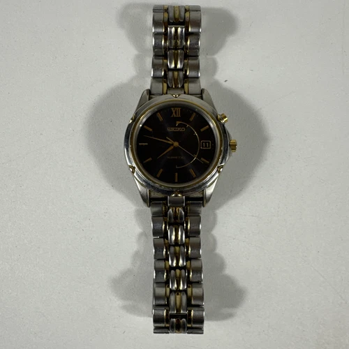 Vintage Seiko Kinetic 5M42 0A19 Men's Date Wrist Watch - For Repair or Parts