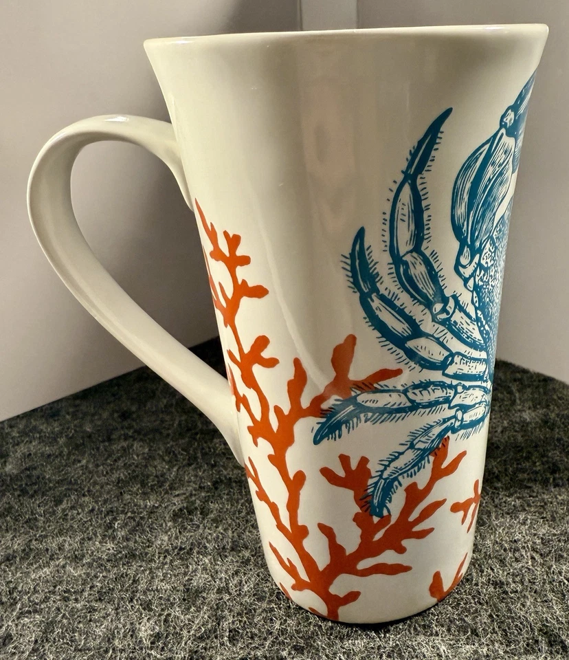 Tall ‘222 Fifth’ Crab & Coral design “Coastal Life - Grenada” Ceramic China Mug - Image 2 of 4