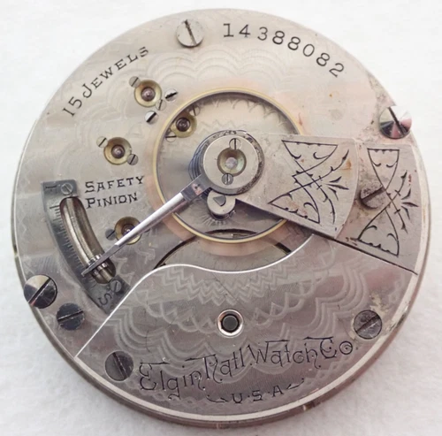 ANTIQUE 18s ELGIN 15 JEWEL 15J GRADE 317 OPEN FACE POCKET WATCH MOVEMENT