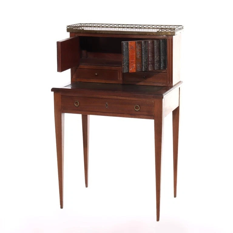 Escritorio antiguo Luis XVI de caoba y mármol Ormolu para damas C1920 Foto 2 de 4