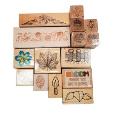 Vtg Junk Drawer Lot of 15 Flowers Floral Gardening Rubber Stamps All Night Media