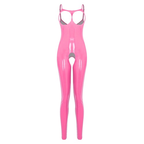 US Women's Bodysuit Faux Leather Babydoll Jumpsuit Bodycon Teddy Lingerie Romper - Picture 25 of 41