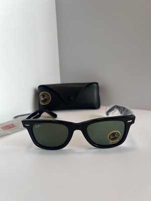 Ray-Ban RB2140 Original Wayfarer Black Sunglasses G-15 Green 50-22 Brand New