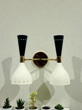Mid Century Italian Diabolo Brass Wall Sconce - 2-Light Vanity Fixture