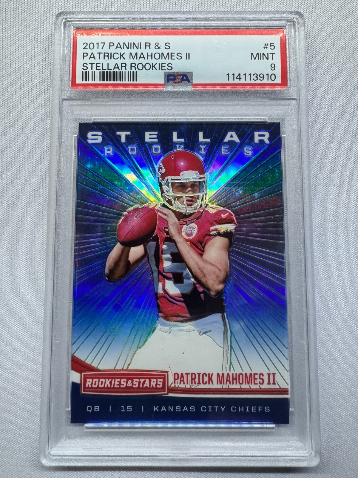 Patrick Mahomes STELLAR ROOKIES No.5 Panini PSA 9