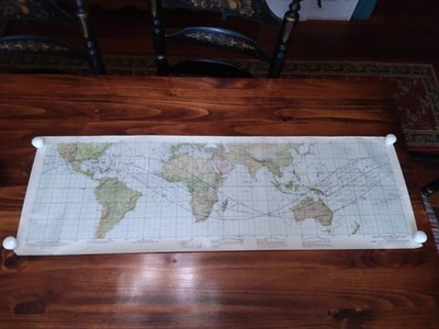 Vintage 1968 Apollo 8 Earth Orbit Chart AEO 1st Edition, Sheet 1 NASA 41'' X 12'' 