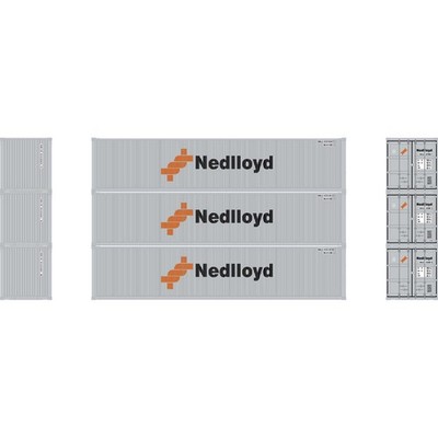Athearn 17394 N Nedlloyd 40' Corrugated Low-Cube Container # 1 (Pack of 3)