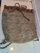 Vintage Handmade Crochet Cotton Backpack Green Beige