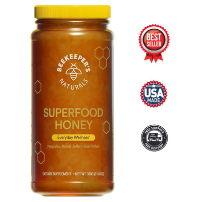 Beekeepers Naturals Superfood Honey 11.6oz Propolis Royal Jelly Energy Boost