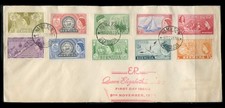 Bermuda:  1953 Queen Elizabeth Issues (143-148, 150-152, 155) First Day Cover