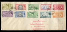 Bermuda:  1953 Queen Elizabeth Issues (143-148, 150-152, 155) First Day Cover