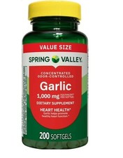 Spring Valley Odor-Controlled Garlic Softgels 1,000 mg 200 Count