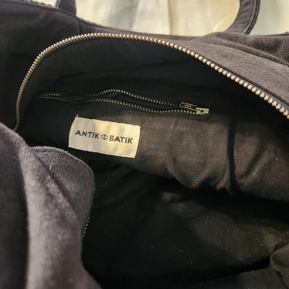 Bolso de Mano Antiguo Batik Tejido de Inspiración Vintage Negro Lona Boho Grannycore Foto 4 de 4