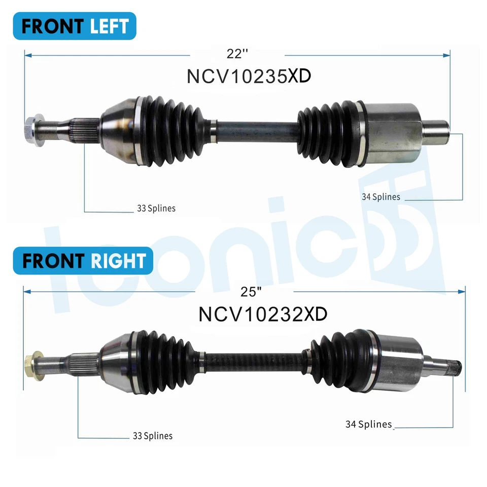 2X Xtreme Duty Front CV Axle for 2000-2002 Oldsmobile Intrigue 00-04 Silhouette — 第 2/4 张图片