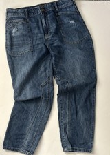 Pilcro Anthropologie 33 The Wanderer Relaxed Jean Pants Utility Blue Pockets