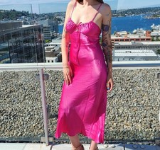 top shop hot pink midi slip dress size 4