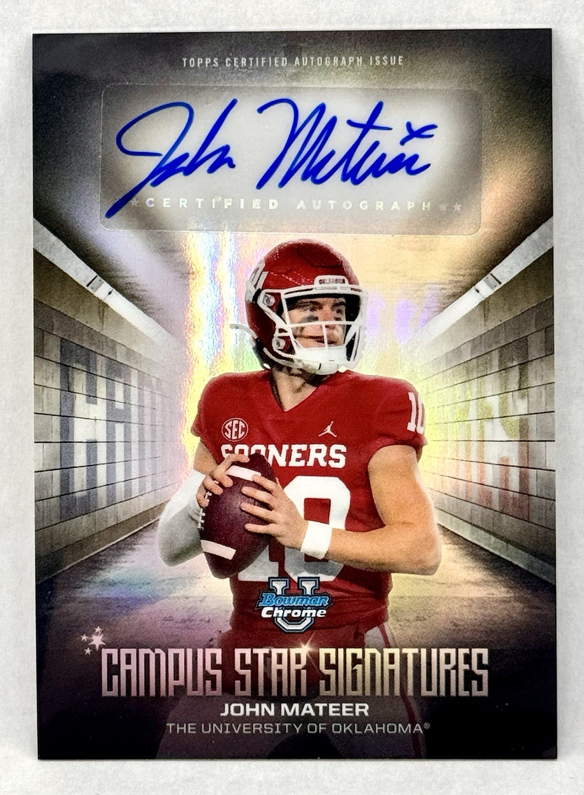 2025 BOWMAN CHROME U JOHN MATEER CAMPUS STAR SIGNATURES REFRACTOR AUTO MINT!