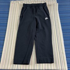 VTG Nike Sweatpants Womens Small Black Fleece Drawstring Cropped Lounge Pants