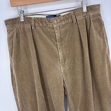 VTG Polo Ralph Lauren Andrew Corduroy Trousers Mens 34x29 Tag 36x32 Tan Pants