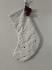 Hearth and Hand Magnolia Christmas Stocking Sour Cream w/Red Embroidered X Stars