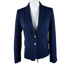 J Crew Schoolboy Blazer Women 6 Navy Blue Gold Crest Button Prep Office Jacket