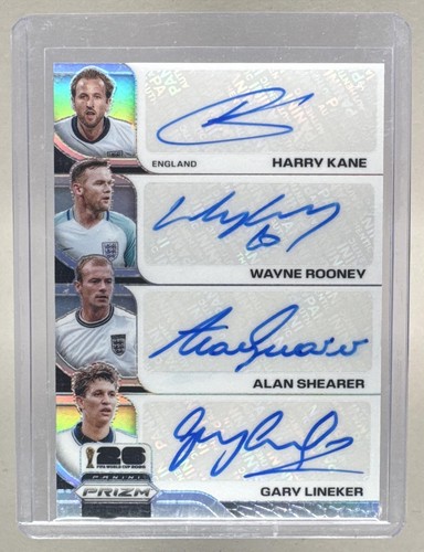 Kane Shearer Lineker Rooney 2026 Panini Prizm World Cup Silver Quad Auto /75