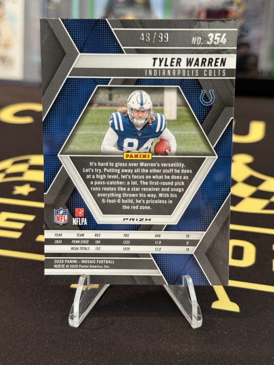 2025 Mosaic #354 Tyler Warren Blue Disco /99 RC Indianapolis Colts