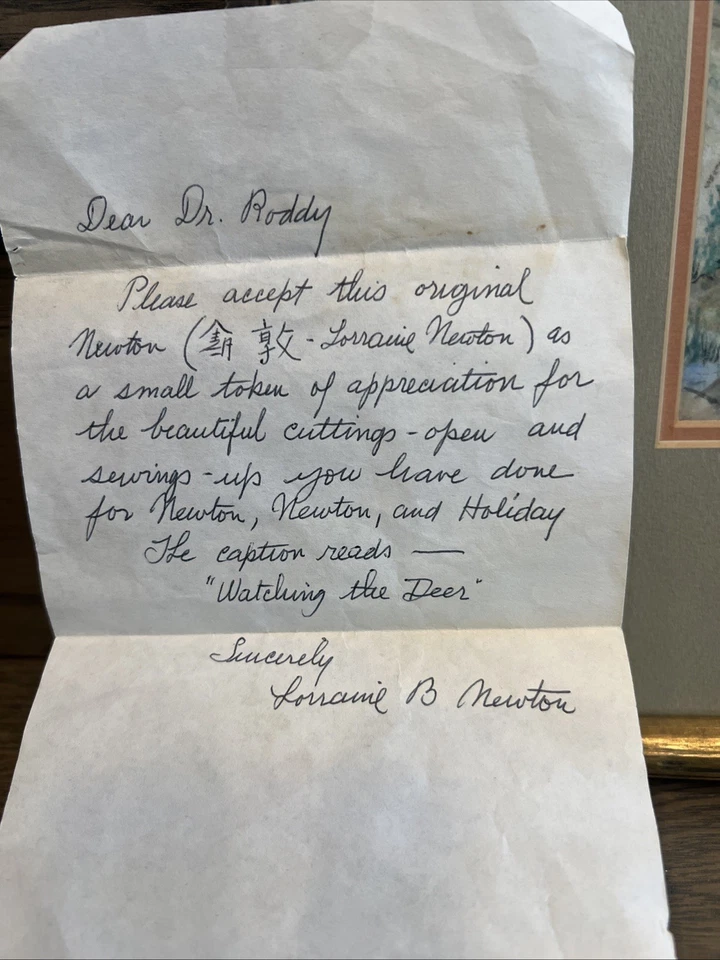 Original Painting By Lorraine B. Newton Matted And Framed With Letter Attached - Image 2 of 4