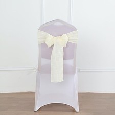 5 IVORY CHAIR SASHES Premium Polyester Faux Burlap Wedding Decorations