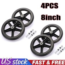 Set of 4 8In Walker Wheels Replacement Solid Anti Slip Rollator Wheel Set Black