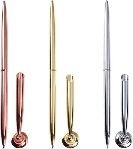 Gold Pen And Pen Stand Round Pen Holder Signing Pen Set Metal Pen Attached To  - Image 2 of 4
