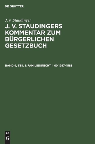 Familienrecht I: §§ 1297-1588 (Hardback)
