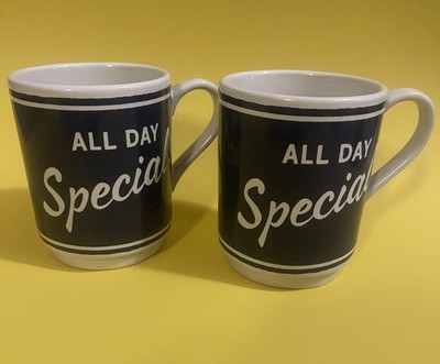 2 KATE SPADE Lenox Orders Up All Day Specials Blue  Coffee Tea Mug - Free Ship