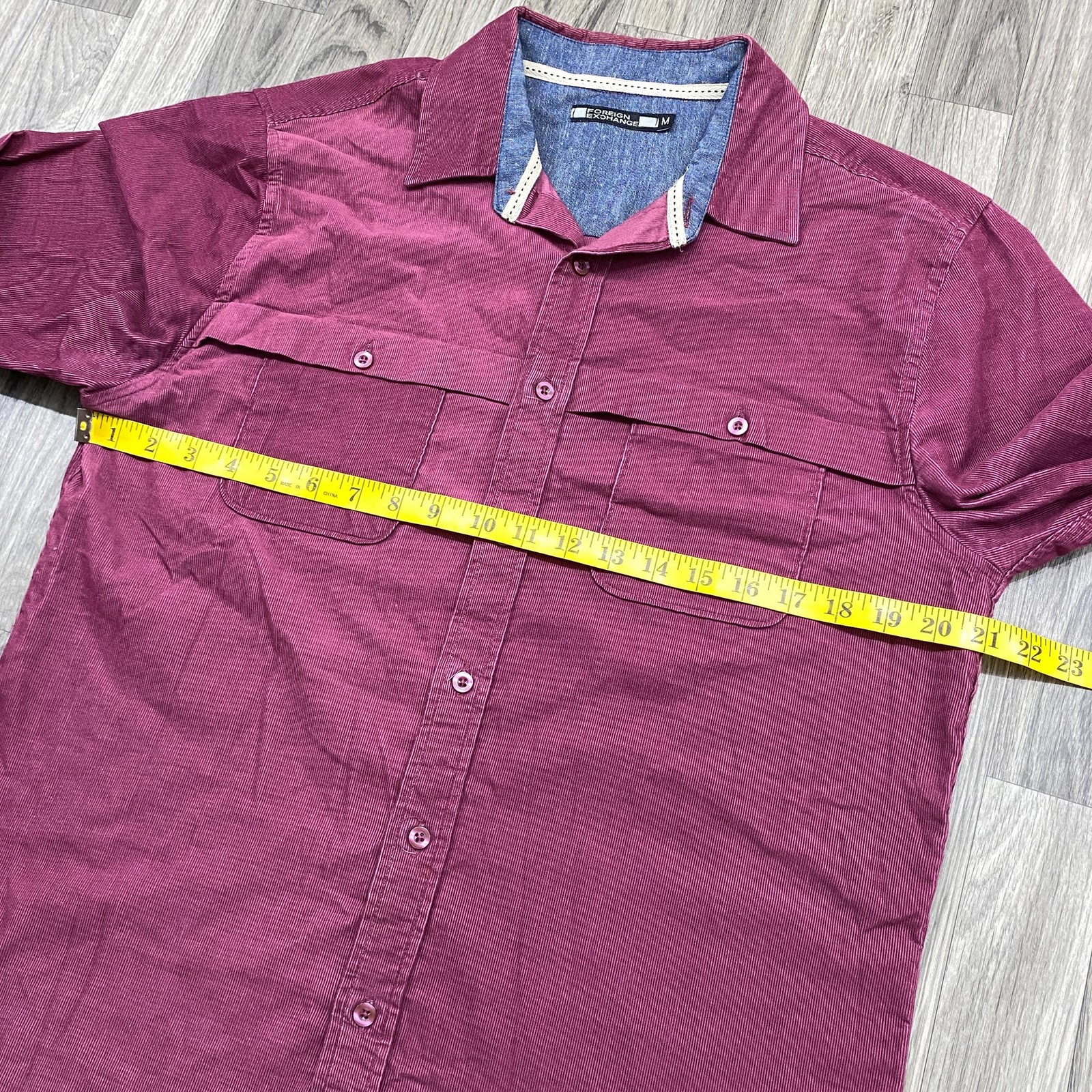 FOREIGN EXCHANGE Button Down Pockets Burgundy Cor… - image 8