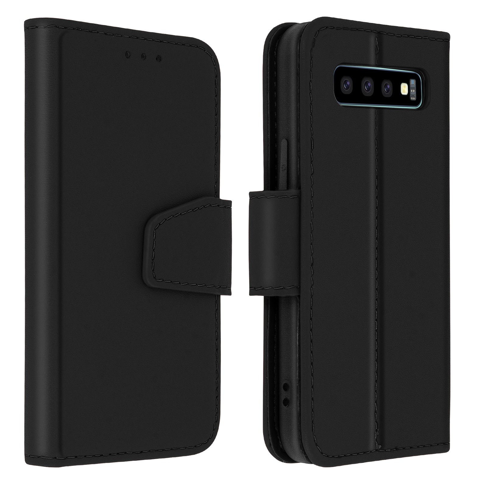 Étui cuir Galaxy S10 Plus idéal pour regarder des vidéos et ranger ses cartes
