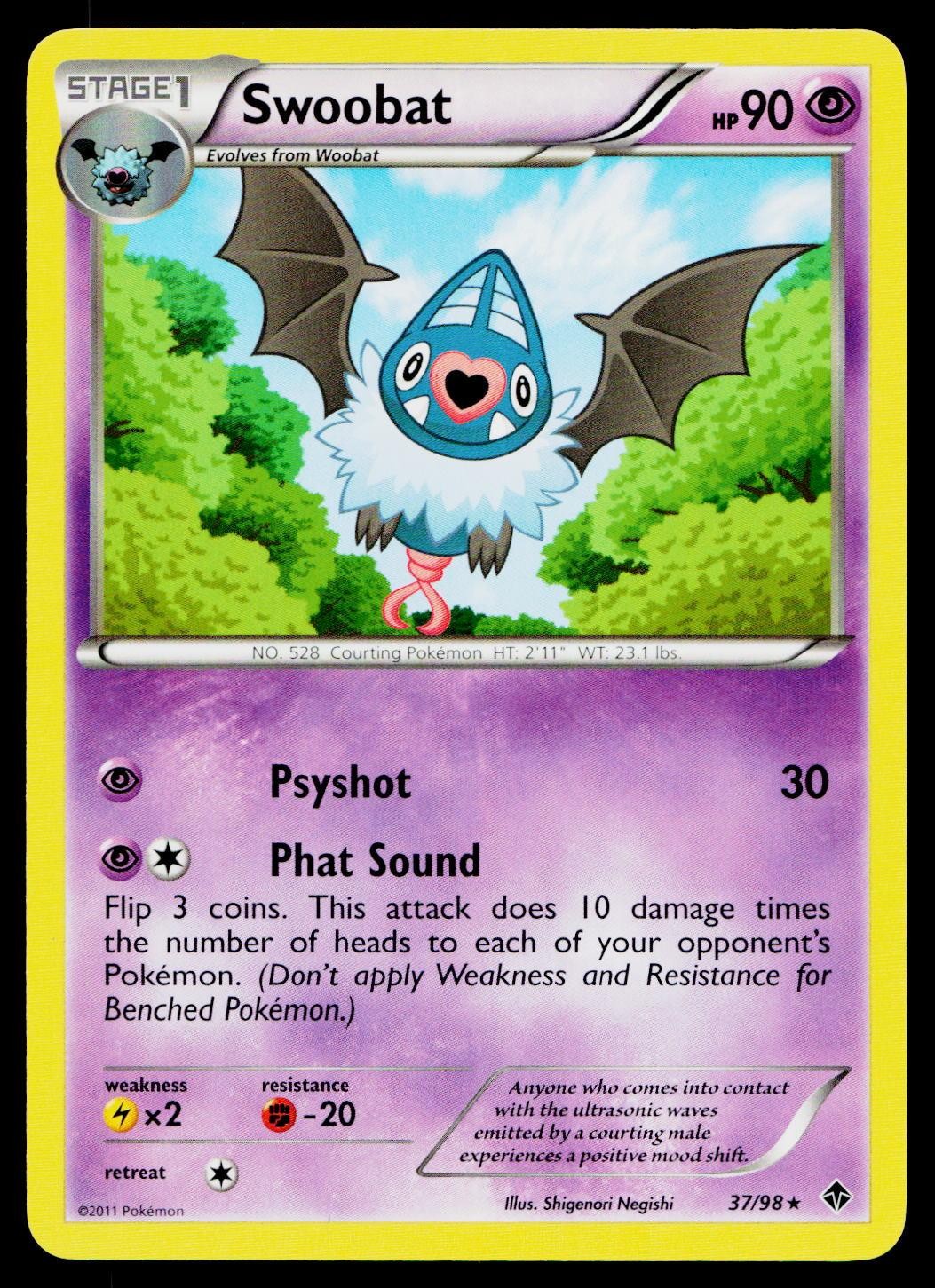 Swoobat 37/98 Rare Emerging Powers Pokemon Lightly Played